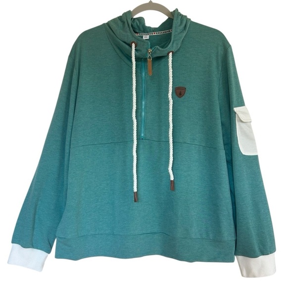 Wanakome Tops - Wanakome Teal Half Zip Pullover Hoodie XXL Cozy Comfy
